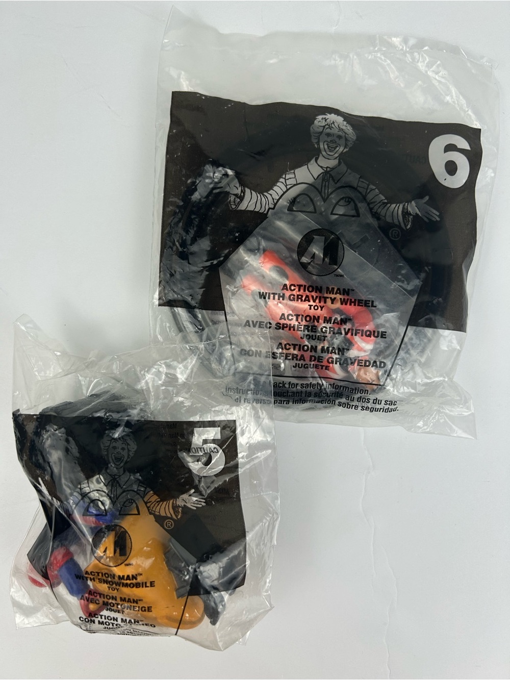 SALE McDonald's Action Man Happy Meal Toys Lot #5 & #6 New 2001 Snowmobile Wheel